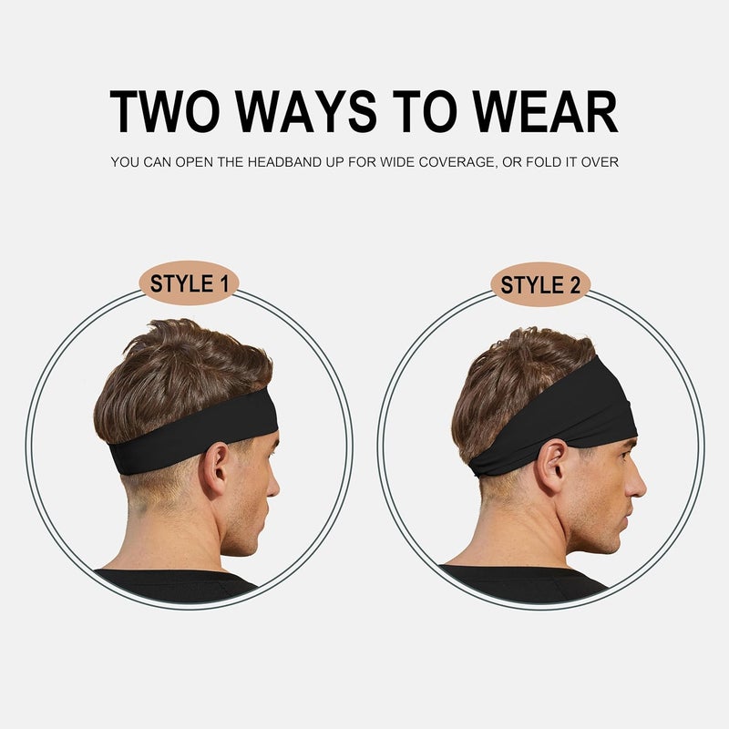 VIMPEP Tenacious Sports Headbands for Men Soft Feeling Non Silp Sweatband Workout Headband for Running,Cycling,Basketball,Tennis,Yoga Fitness Stretchy Quick-Dry Hairband for Unisex (3/4/6 Pack) - Image 4